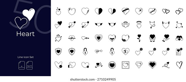 Conjunto de iconos editables de duotono de corazón