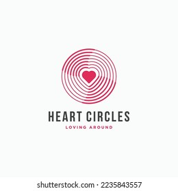 Heart with dynamic circles logo icon sign symbol design concept. Vector illustration