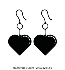 Heart Earring with pink in vector form