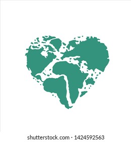 Heart  earth Logo Design Vector Illustration
