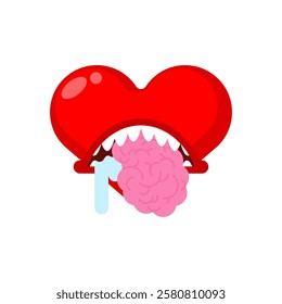 Heart eats brain. concept: Love without memory 