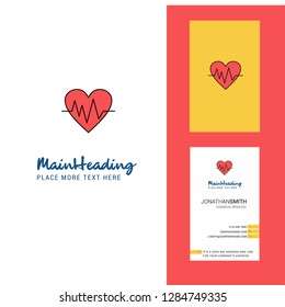 Heart ecg Creative Logo and business card. vertical Design Vector
