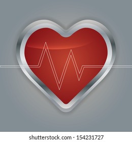 Heart with ecg and  with ekg line.vector