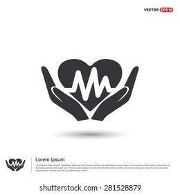 heart ecg in hand icon Icon - abstract logo type icon - isometric white background. Vector illustration