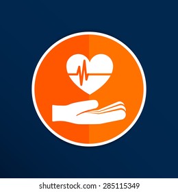 heart ecg in hand Icon abstract logo type.