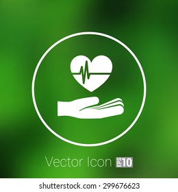 heart ecg in hand Icon abstract logo type.