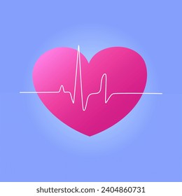 Heart with ecg heartbeat. Vector illustration