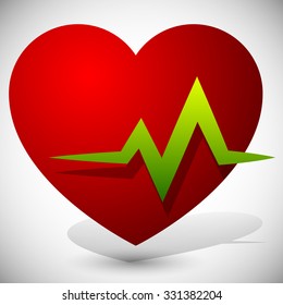 Heart with ECG line for cardio, heart health themes