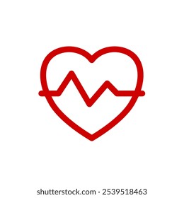  heart with ecg line, heartbeat - simple vector icon