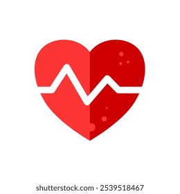  heart with ecg line, heartbeat - simple vector icon