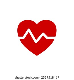  heart with ecg line, heartbeat - simple vector icon