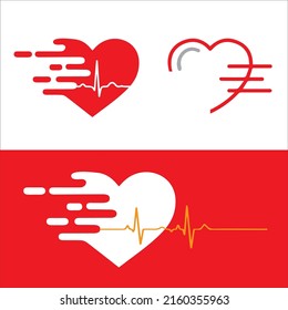 Heart with ecg vector icons set