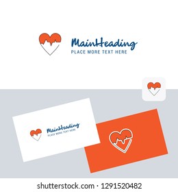 Heart ECG vector logotype with business card template. Elegant corporate identity. - Vector