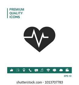 Heart with ECG wave - cardiogram symbol. Medical icon