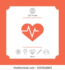Heart with ECG wave - cardiogram symbol. Medical icon