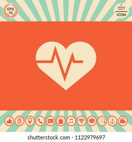 Heart with ECG wave - cardiogram symbol. Medical icon