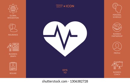 Heart with ECG wave - cardiogram symbol. Medical icon. Graphic elements for your design