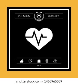 Heart with ECG wave - cardiogram symbol. Medical icon. Graphic elements for your design