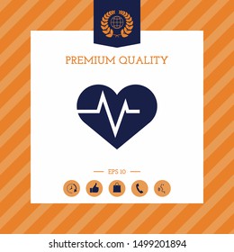 Heart with ECG wave - cardiogram symbol. Medical icon. Graphic elements for your design