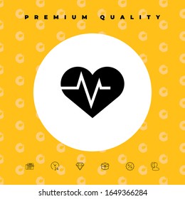 Corazón con onda ECG - símbolo cardiograma. Icono médico. Elementos gráficos para el diseño
