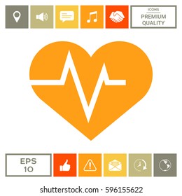 Heart with ECG wave - cardiogram symbol. Medical icon