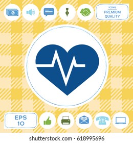Heart with ECG wave - cardiogram symbol. Medical icon