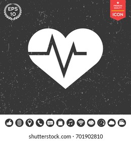 Heart with ECG wave - cardiogram symbol. Medical icon