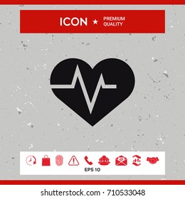 Heart with ECG wave - cardiogram symbol. Medical icon