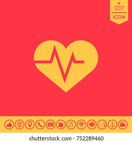 Heart with ECG wave - cardiogram symbol. Medical icon