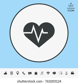 Heart with ECG wave - cardiogram symbol. Medical icon