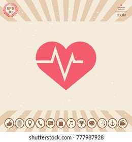 Heart with ECG wave - cardiogram symbol. Medical icon