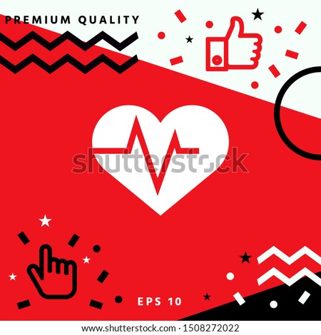 Heart with ECG wave - cardiogram symbol. Medical icon. Graphic elements for your design