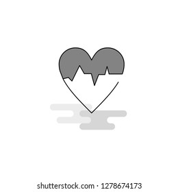 Heart ECG Web Icon. Flat Line Filled Gray Icon Vector