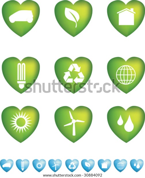 heart eco icon
set