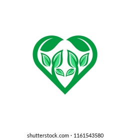 heart eco leaf logo template vector illustration