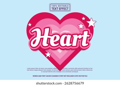 Heart Editable Vector 3D Text Effect – colorful and modern typography with comic style for poster, branding, social media