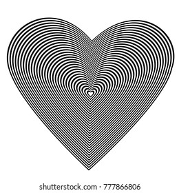Heart with the effect of visual distortion. Black and white texture. For banners, posters, web, logos, festive projects.