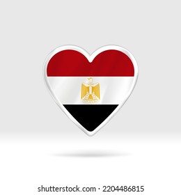 Heart from Egypt flag. Silver button star and flag template. Easy editing and vector in groups. National flag vector illustration on white background.