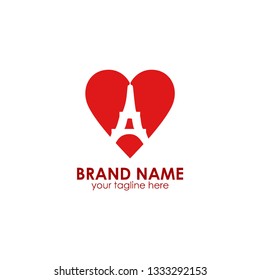 heart eiffel tower love vector logo
