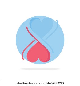 Heart, Eight, Typography Abstract Circle Background Flat color Icon. Vector Icon Template background