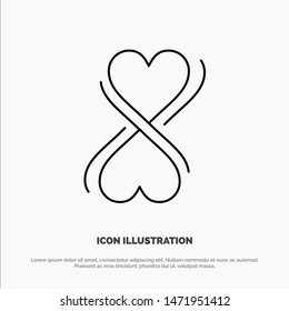 Heart, Eight, Typography Vector Line Icon