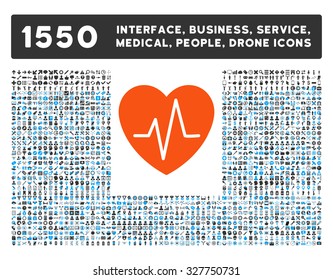 Heart Ekg and other web interface, business tools, people poses, medical service vector icons. Style is flat symbols, bicolored, rounded angles, white background.