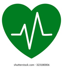 Heart Ekg vector icon. Style is flat symbol, green color, rounded angles, white background.