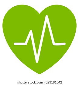 Heart Ekg vector icon. Style is flat symbol, eco green color, rounded angles, white background.