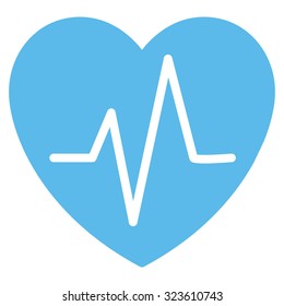 Heart Ekg vector icon. Style is flat symbol, blue color, rounded angles, white background.