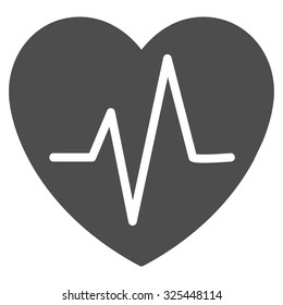 Heart Ekg vector icon. Style is flat symbol, gray color, rounded angles, white background.