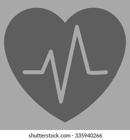 Heart Ekg vector icon. Style is flat symbol, dark gray color, rounded angles, silver background.