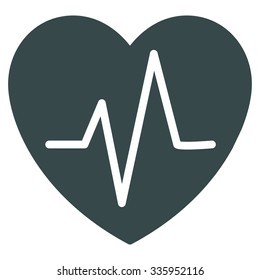 Heart Ekg vector icon. Style is flat symbol, soft blue color, rounded angles, white background.