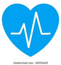 Heart Ekg vector icon. Style is flat symbol, blue color, rounded angles, white background.