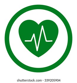 Heart Ekg vector icon. Style is flat rounded symbol, green color, rounded angles, white background.